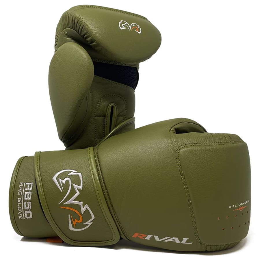 RIVAL - Boxing RB50 Intelli-Shock Compact Bag Gloves - Medium - Khaki