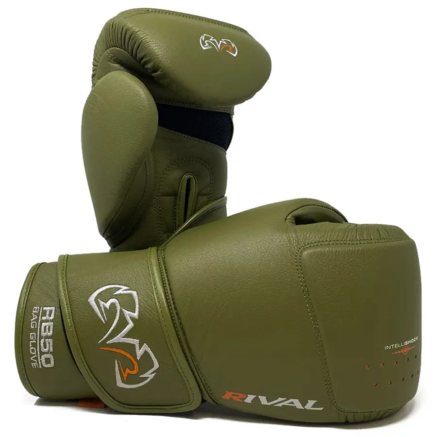 RIVAL Boxing RB50 Intelli-Shock Compact Leather Bag Gloves, Premium D3O Padding RIVAL Boxing RB50 Intelli-Shock Compact Leather Bag Gloves, Premium D3O Padding