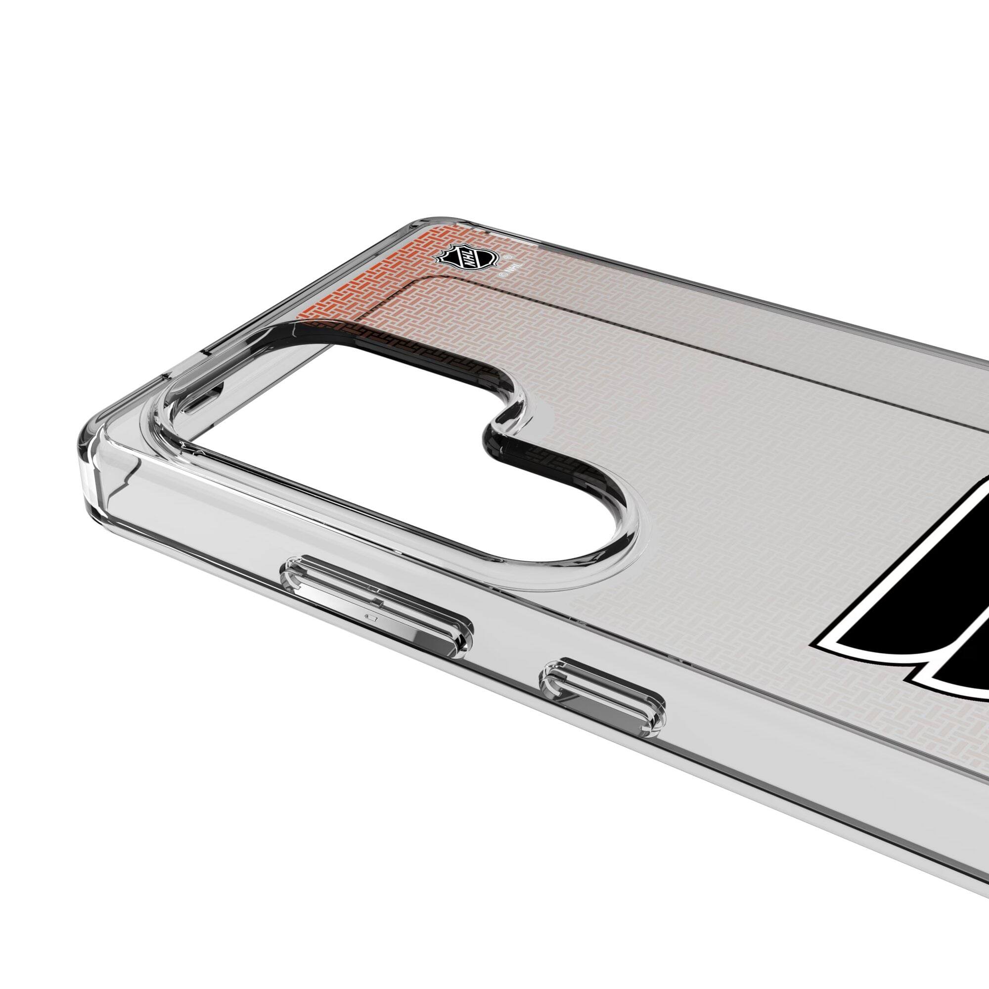 Alt View 2. Keyscaper - Philadelphia Flyers Linen Logo Galaxy Clear Case - S23 Ultra - Multicolor.