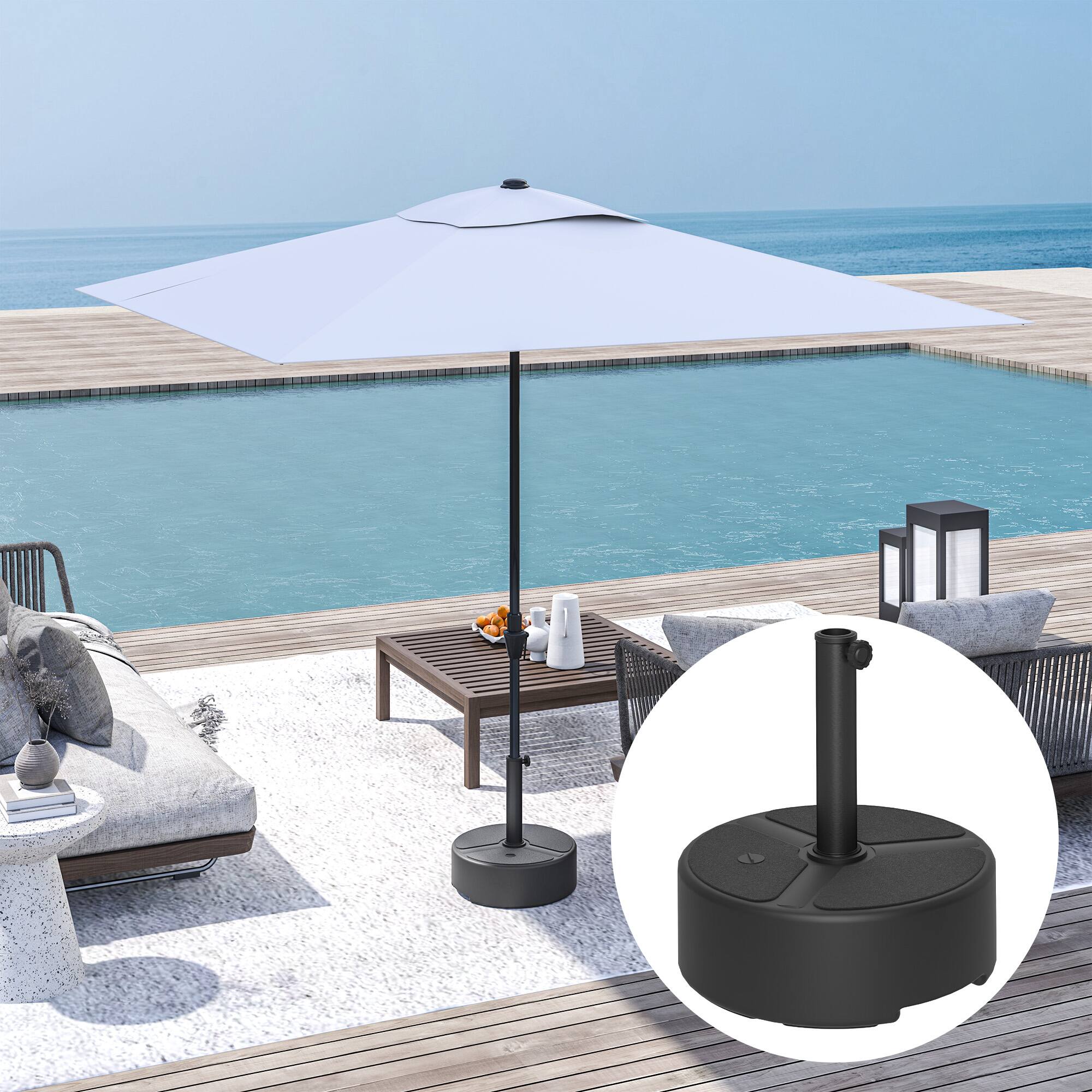 Alt View 4. Outsunny - Round Patio Umbrella Base Holder, Heavy Duty Outdoor Umbrella Stand Base, Filled Up to 44lbs with Stand or 40lbs - Black.
