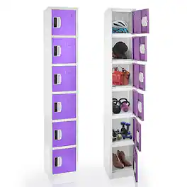 AdirOffice - Storage Locker 629-Series 72" H 6-Tier Steel Digital Lock 6-Shelf Locker - Purple