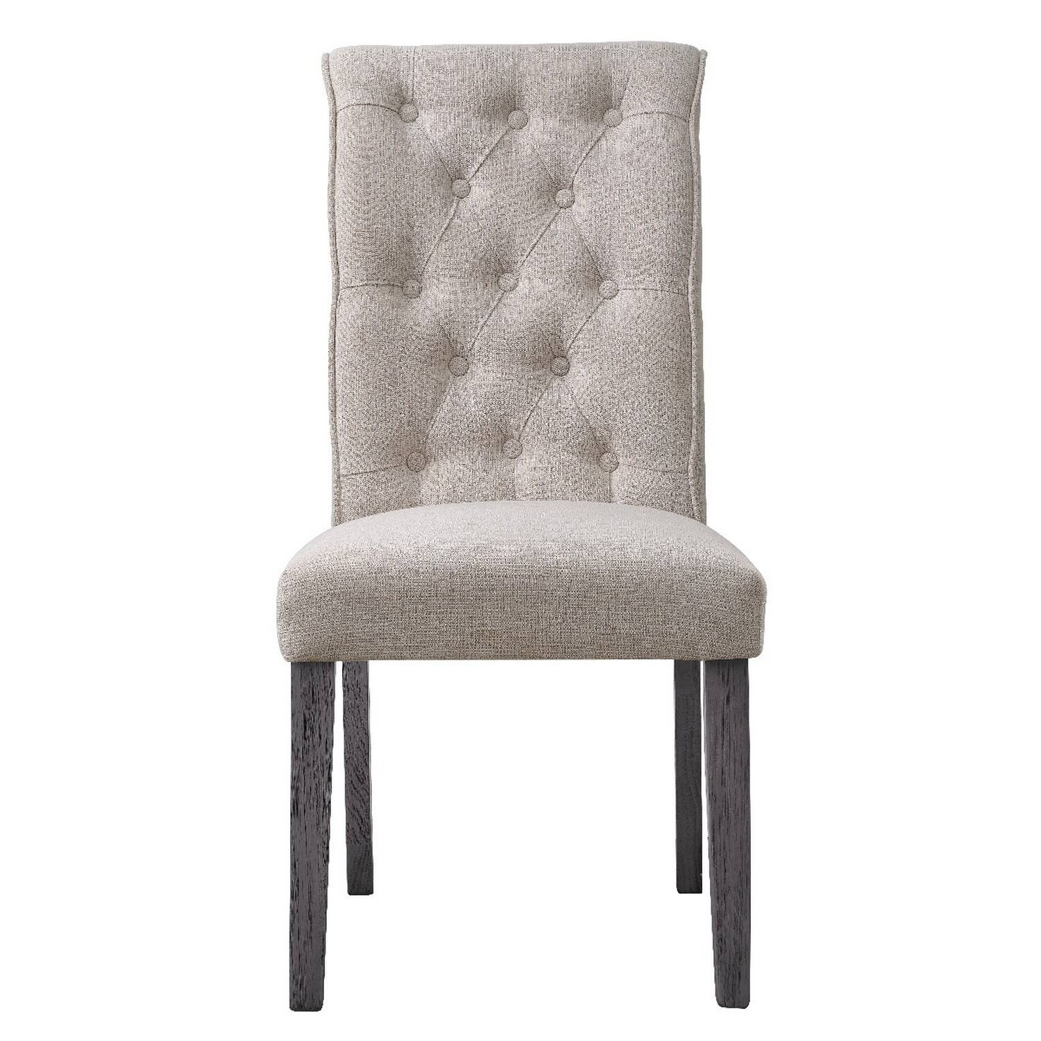 Alt View 1. Manhattan Lane - Side Chair with Button Tufted Backrest, Set of 2 - Beige.