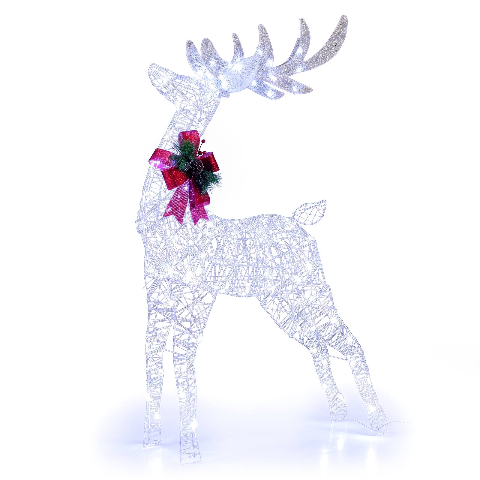 Alt View 1. Costway - Costway Lighted Christmas Reindeer Pre-Lit Xmas Holiday Decoration with 120 Cold LED Lights Advent Calendar - White.