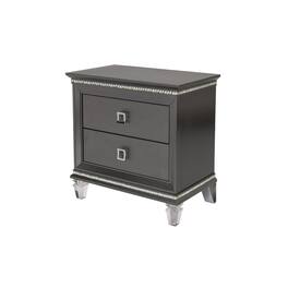 Best Quality Furniture - Nightstand with 2 Drawers and Acrylic Legs - Gray