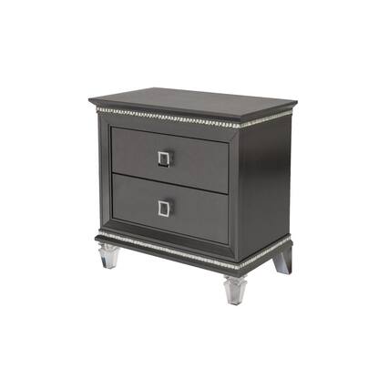 Front. Best Quality Furniture - Nightstand with 2 Drawers and Acrylic Legs - Gray.