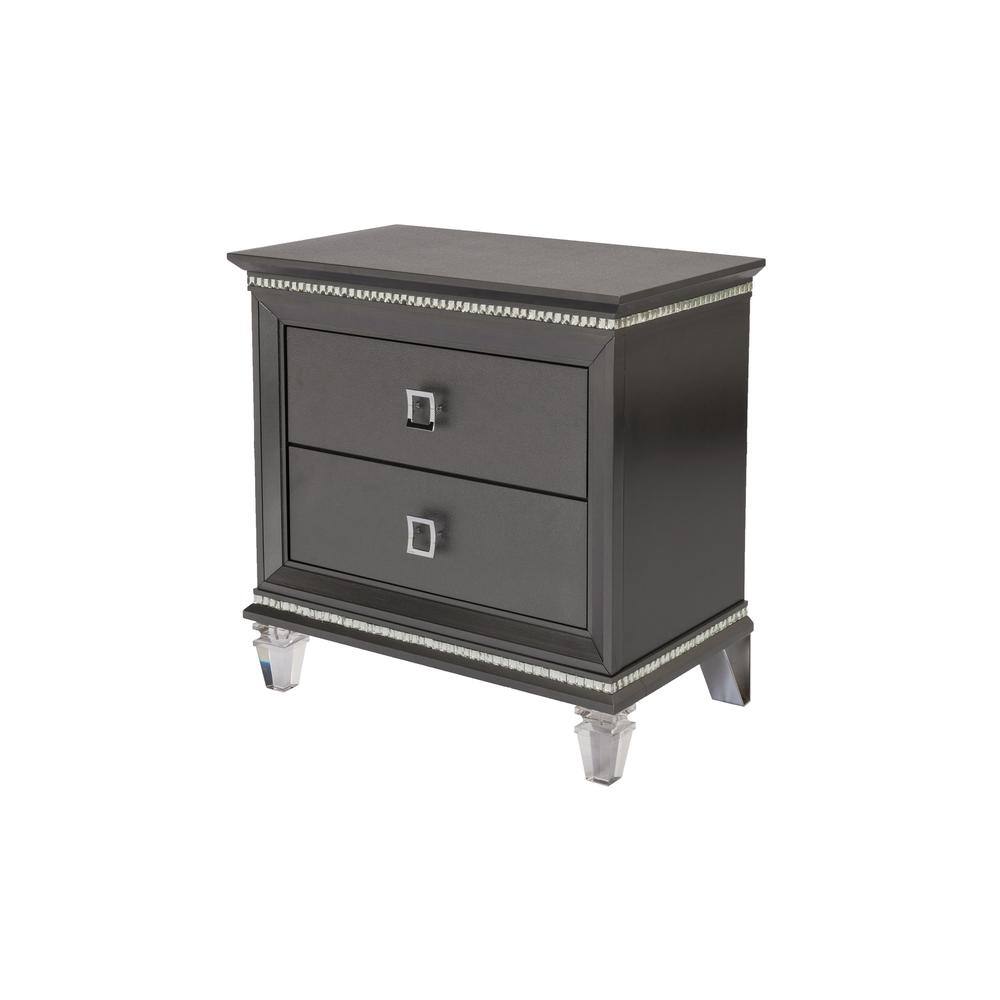 Front. Best Quality Furniture - Nightstand with 2 Drawers and Acrylic Legs - Gray.