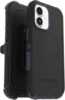 OtterBox - iPhone 17 (Only) - Defender Series Case - Holster Clip Included - Snaps on MagSafe - Tough - Rugged & Durable - Black Shadow (Black & Blue)