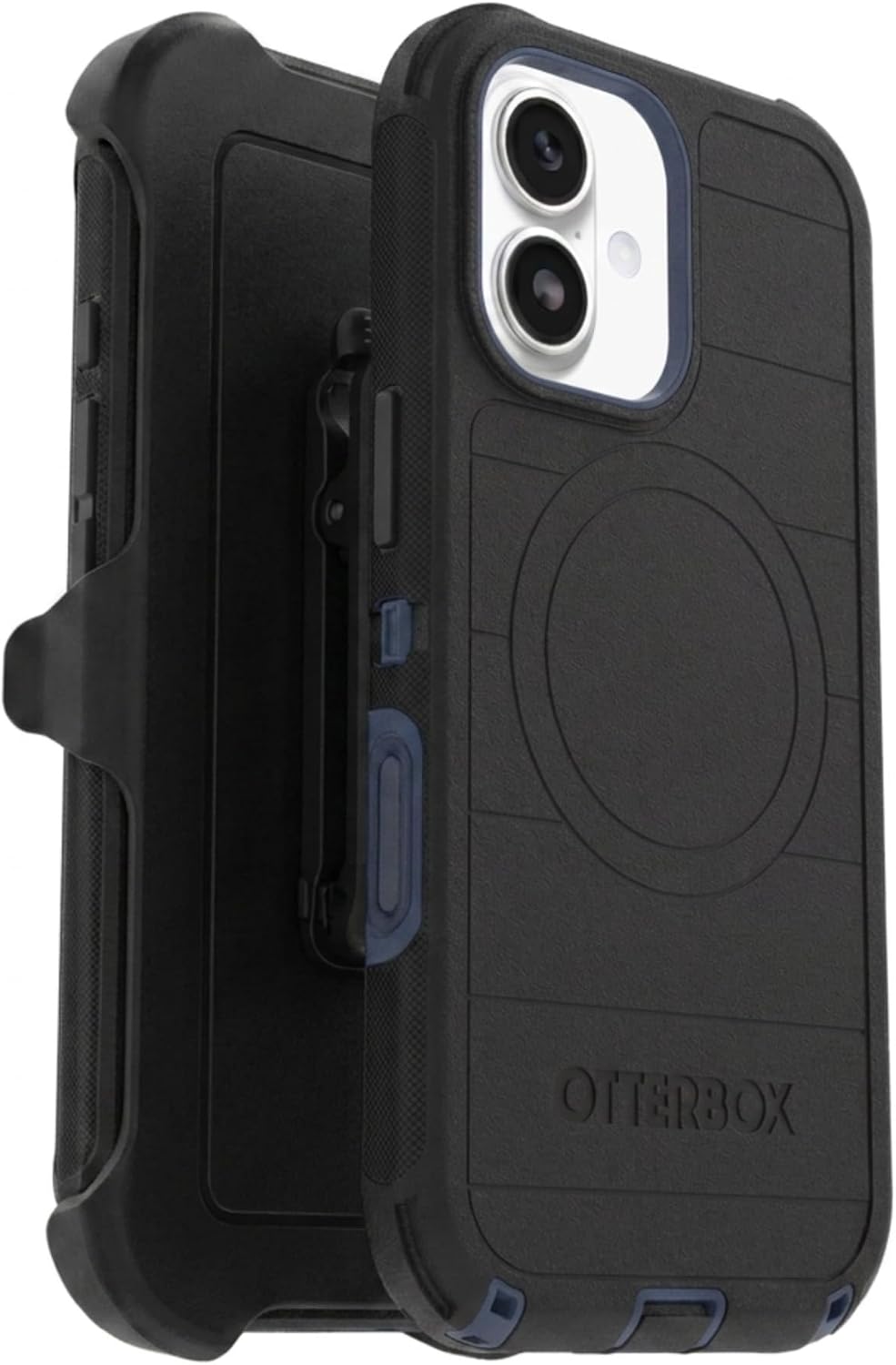 OtterBox - iPhone 17 (Only) - Defender Series Case - Holster Clip Included - Snaps on MagSafe - Tough - Rugged & Durable - Black Shadow (Black & Blue)