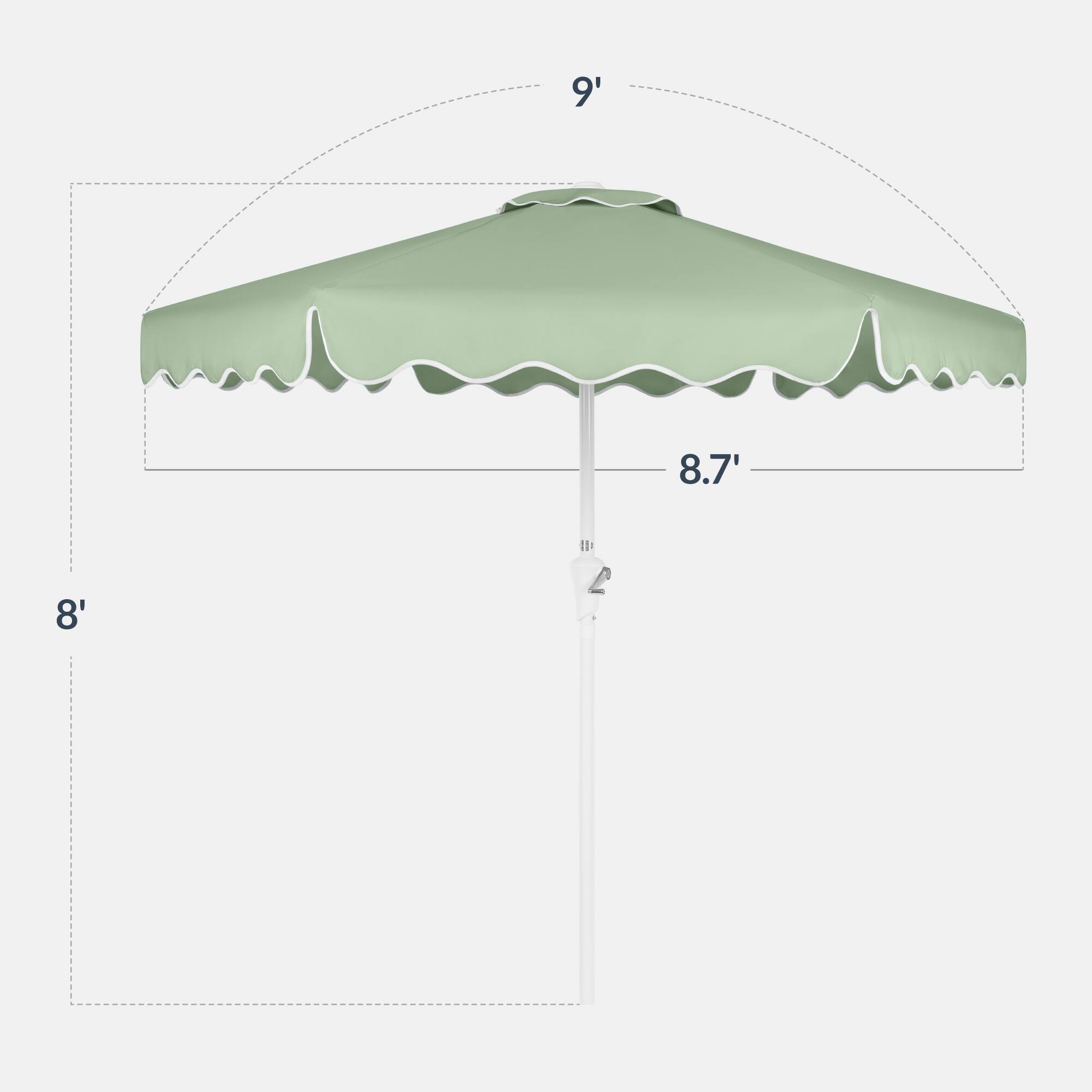 Alt View 1. Best Choice Products - Best Choice Products 9ft Patio Market Umbrella with Wavy Trim, Fade Resistant, Crank & Tilt, Wind Vent - Sage Green - Sage Green.