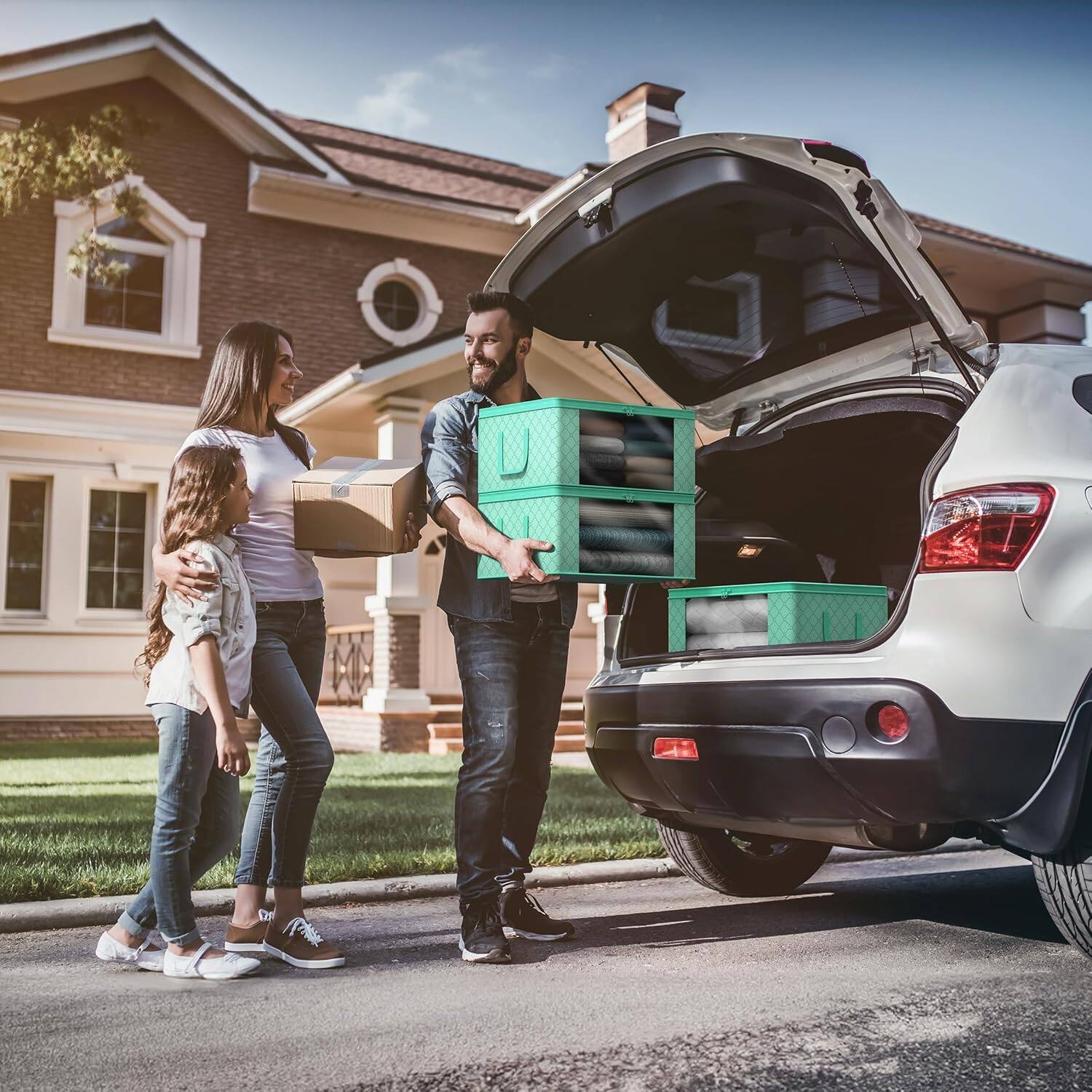 Alt View 3. Sorbus - Sorbus Medium Clothes Storage Bags - Foldable Blanket Storage Bins for Organizing Bedroom, Closet, Clothing - Teal.