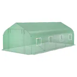 Outsunny - x10 x7 ft Walk-in Tunnel Greenhouse with Zippered Mesh Door and 8 Mesh Windows - Green