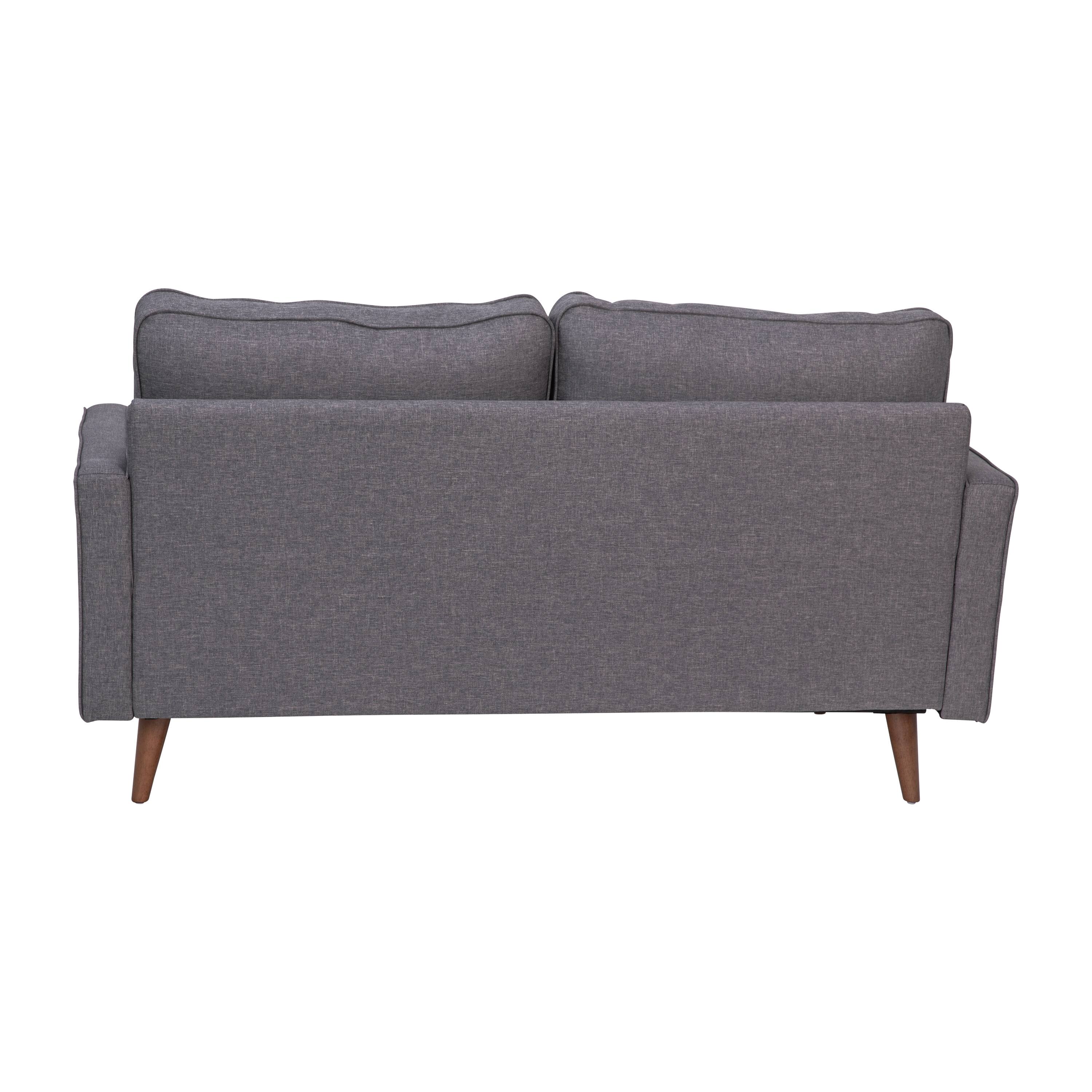 Alt View 7. Emma + Oliver - Holden Upholstered Mid-Century Modern Pocket Spring Loveseat with Wooden Legs and Removable Back Cushions - Dark Gray.