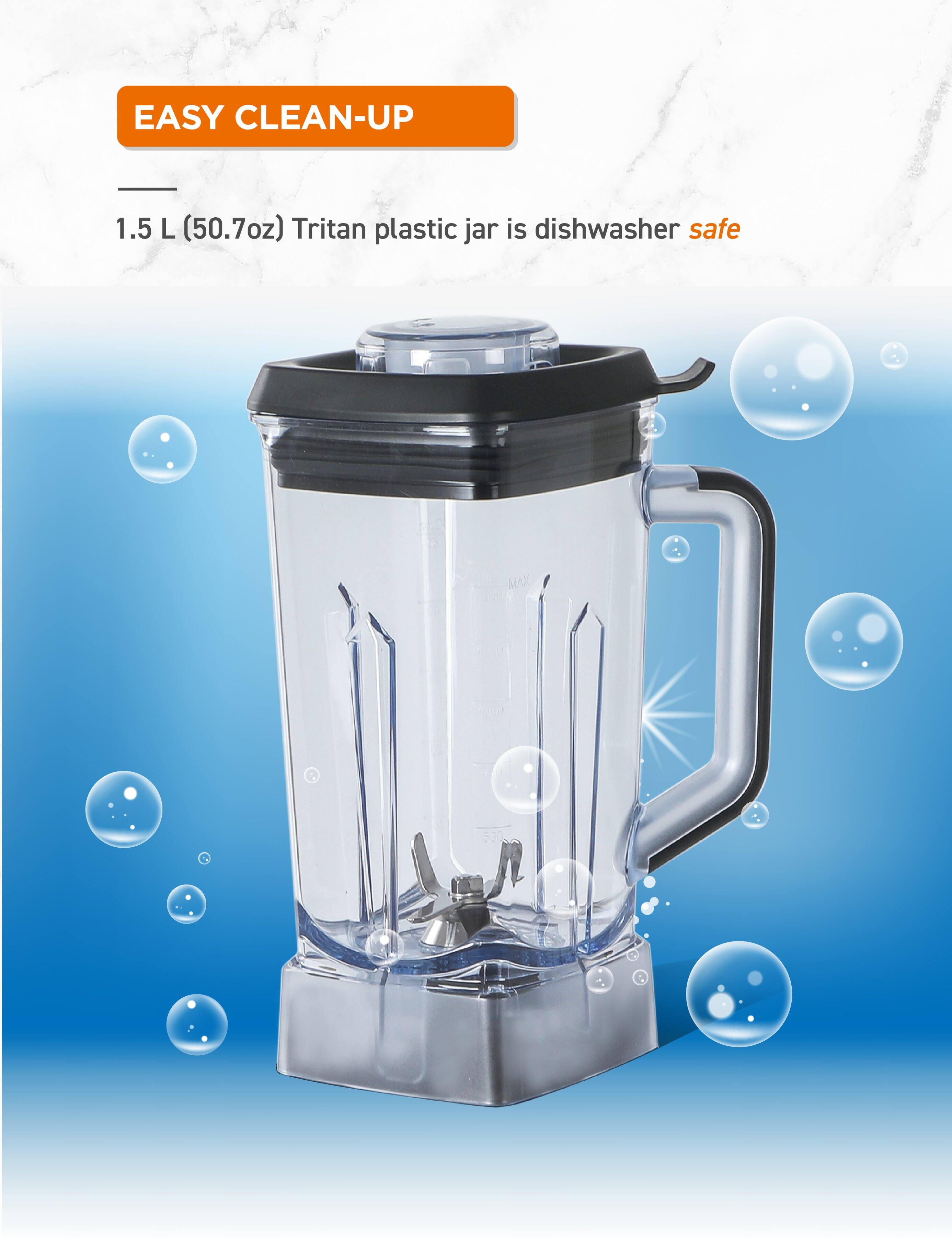 EASY CLEAN-UP
1.5 L (50.7oz) Tritan plastic jar is dishwasher safe