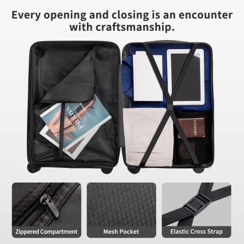 Every opening and closing is an encounter with craftsmanship.

E PASSPORT Zippered Compartment Mesh Pocket Elastic Cross Strap