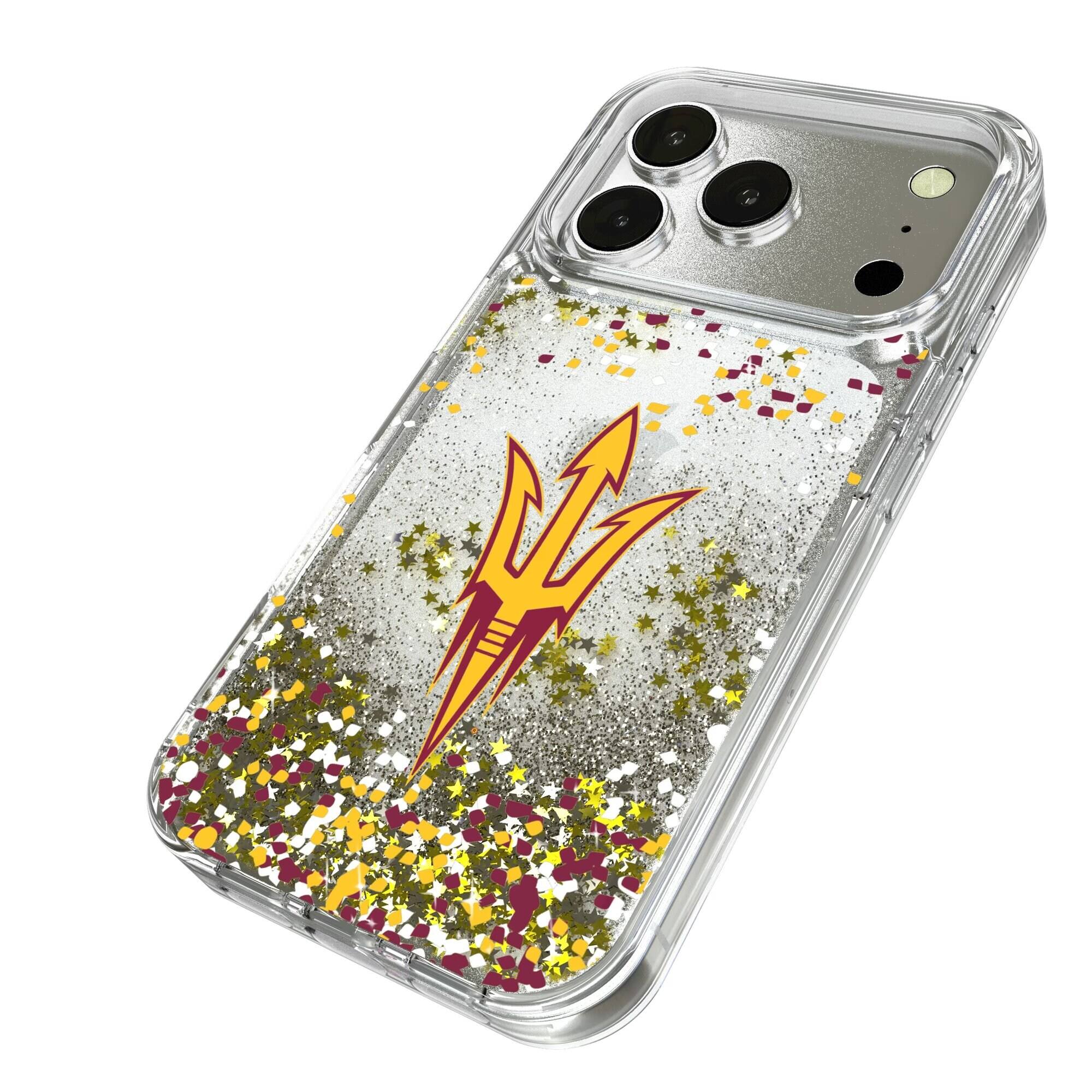 Alt View 1. Keyscaper - Arizona State Sun Devils iPhone Glitter Confetti Design Case - 15 Pro Max - Multicolor.