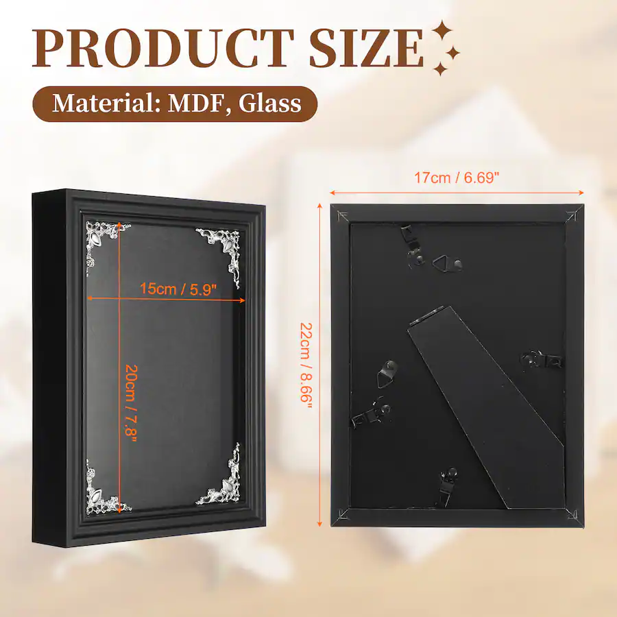 Unique Bargains Shadow Box Frame, 7.8x5.9 Inch Wooden Display Case with ...