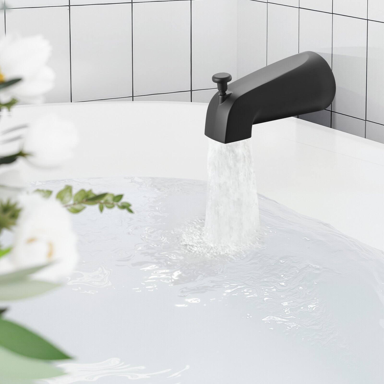 Alt View 1. Glintex - Tub and Shower Faucet Set, 5 in Rain Shower Head with Tub Spout, 8 Setting Spray, Single Handle with Brass Valve - Matte Black.