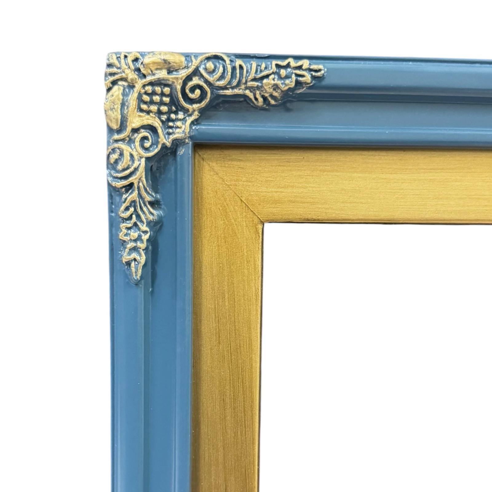 Alt View 1. LAREDO FRAME FACTORY - 55 inch Hisense Canvas TV Ornate frame, Canvas TV by Hisense - HONKY TONK BLUE WITH GOLD ACCENTS.