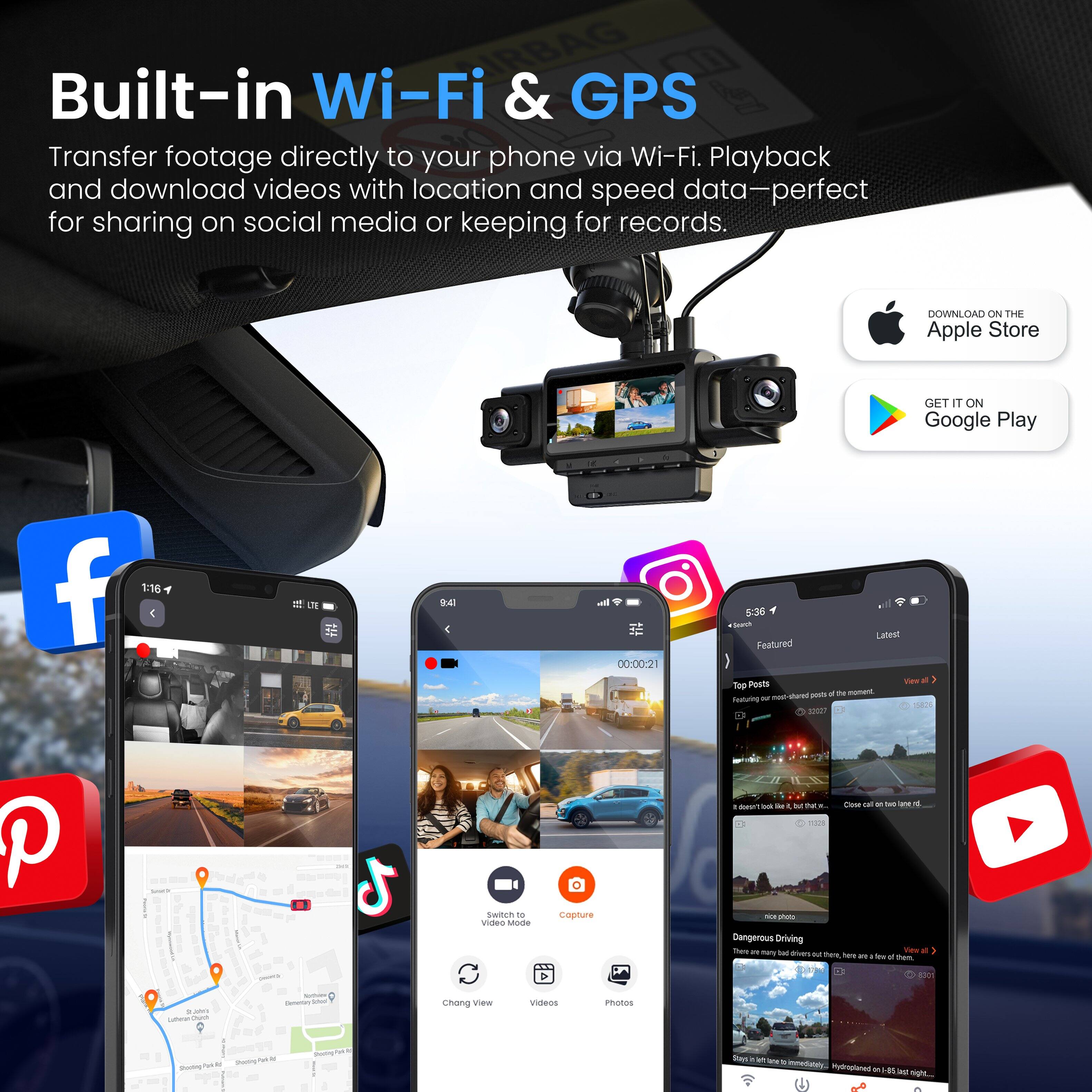 Built-in Wi-Fi & GPS: Transfer footage directly to your phone via Wi-Fi. Playback and download videos with location and speed data - perfect for sharing on social media or keeping for records.

Download on the Apple Store: Get it on Google Play.

Features:
- Built-in Wi-Fi & GPS
- Transfer footage directly to your phone via Wi-Fi
- Playback and download videos with location and speed data
- Perfect for sharing on social media or keeping for records
- Download on the Apple Store
- Get it on Google Play