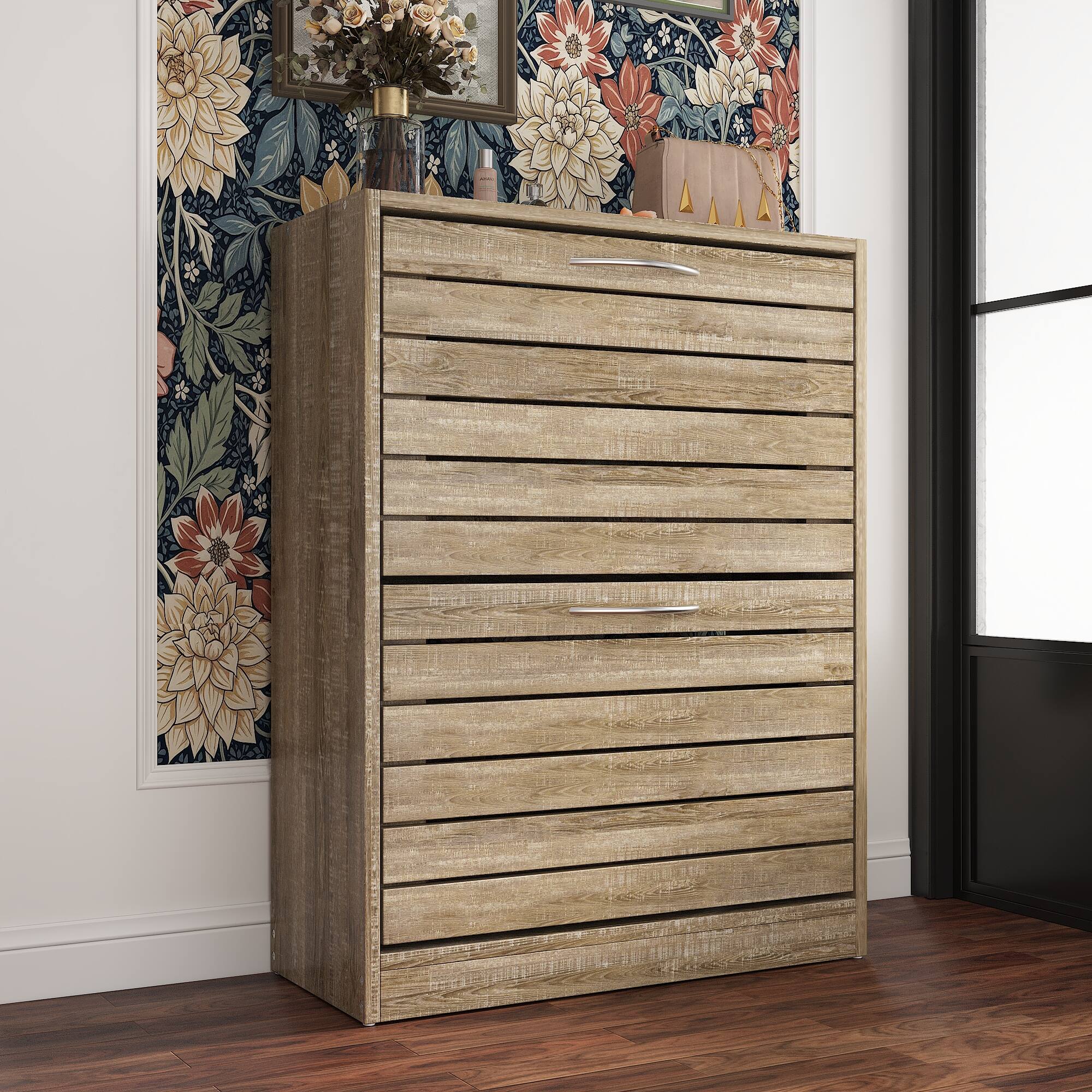 Alt View 4. Famapy - Famapy Shoe Cabinet Flip - Down Desigh Shoe Racks Rustic Charm, Smart Storage - Wooden.