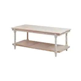 Carolina Chair & Table - Chesterfield Wood & Cane Coffee Table - Whitewash - White