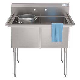 Koolmore - 42 in. 18-Gauge 2-Compartment Sink with Backsplash, Bowl dimensions 18"x24"x14" in Stainless-Steel - Stainless Steel