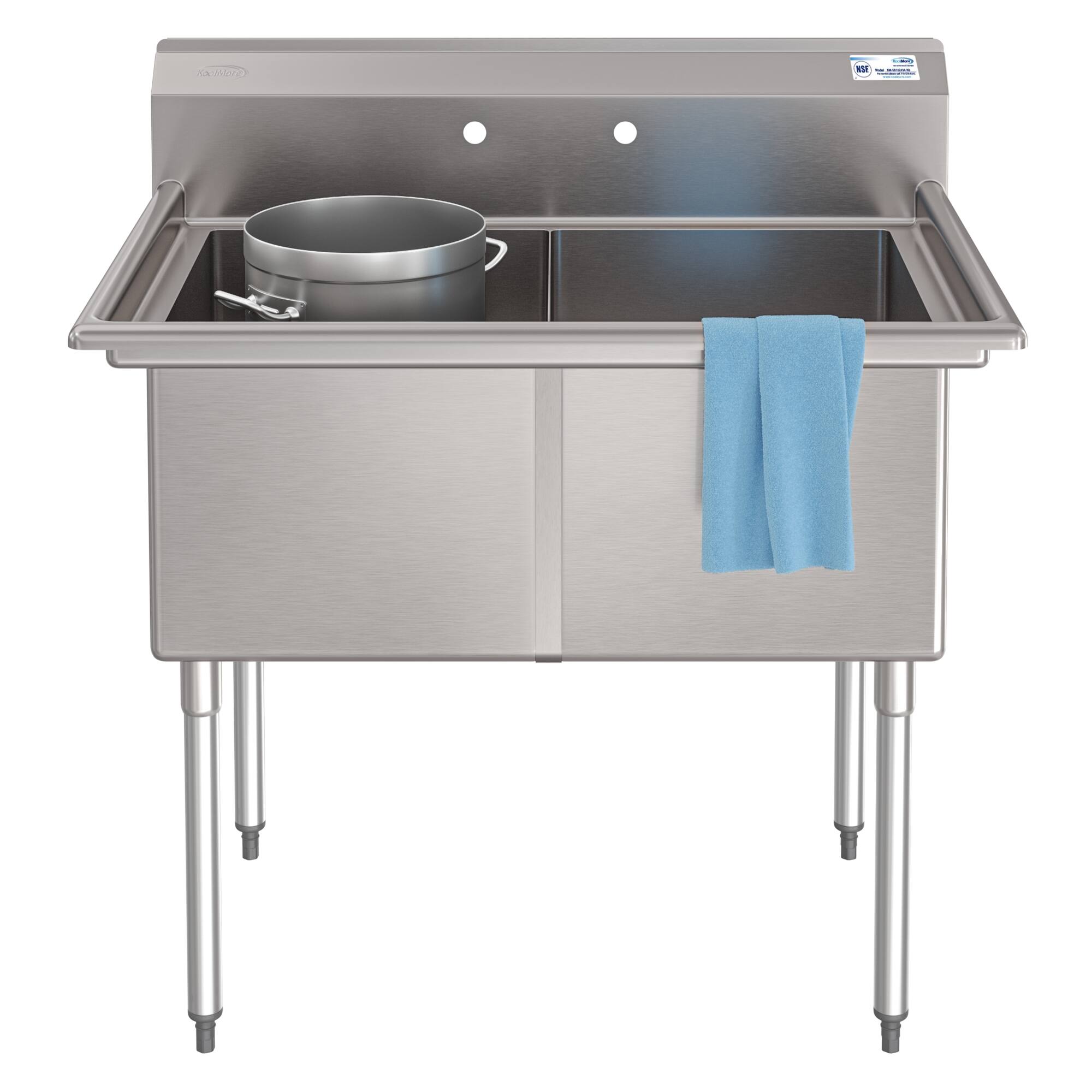 Front. Koolmore - 42 in. 18-Gauge 2-Compartment Sink with Backsplash, Bowl dimensions 18"x24"x14" in Stainless-Steel - Stainless Steel.