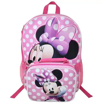 Front. Disney - Fast Forward Kids Backpack & Lunch Bag Set –Minnie Mouse 16" Lightweight School Bookbag with Insulated Lunch Bag - Assorted Pre-Pack.
