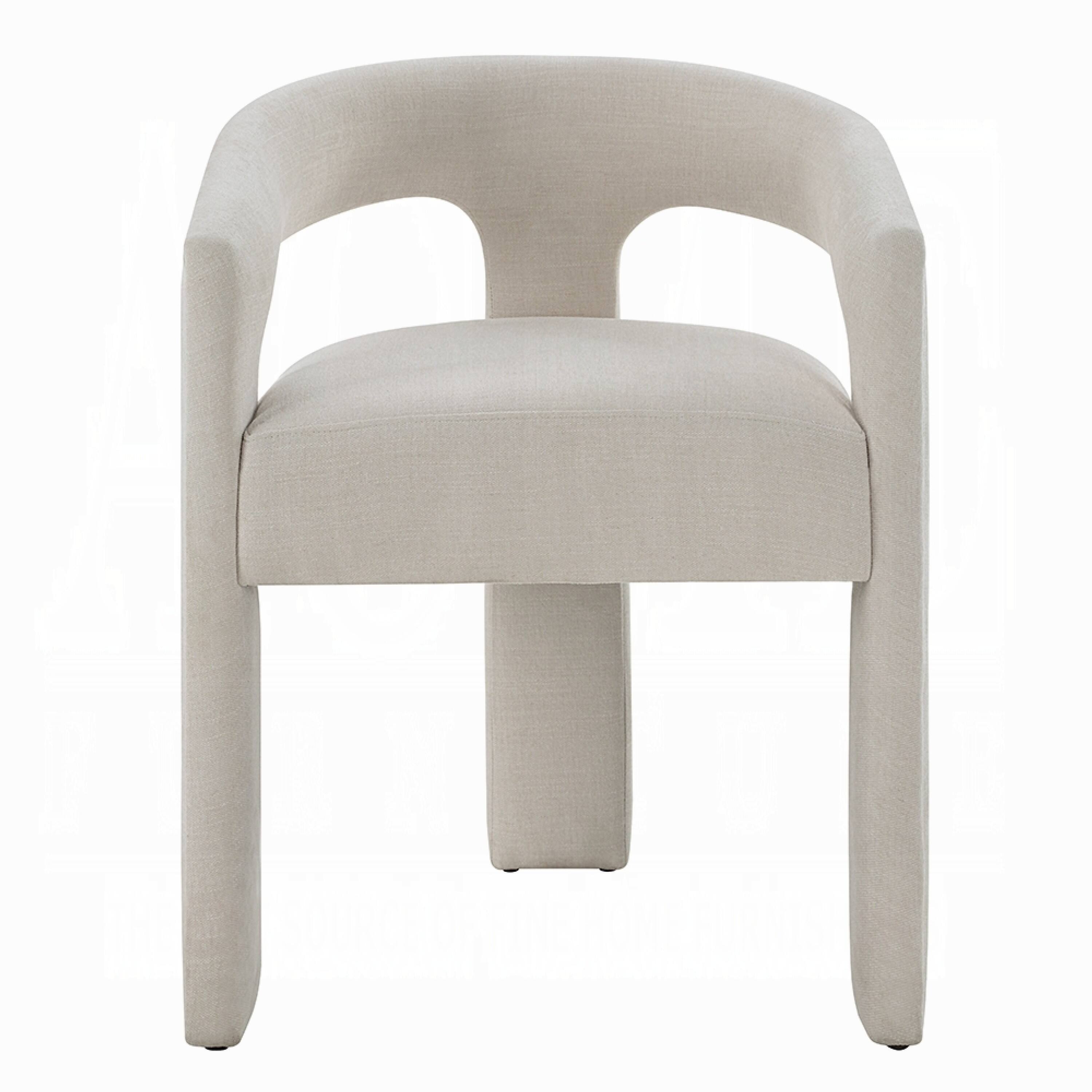 Alt View 1. Manhattan Lane - Gamo Set of 2 Side Dining Chair, Rounded Back, Modern White Chenille - White.