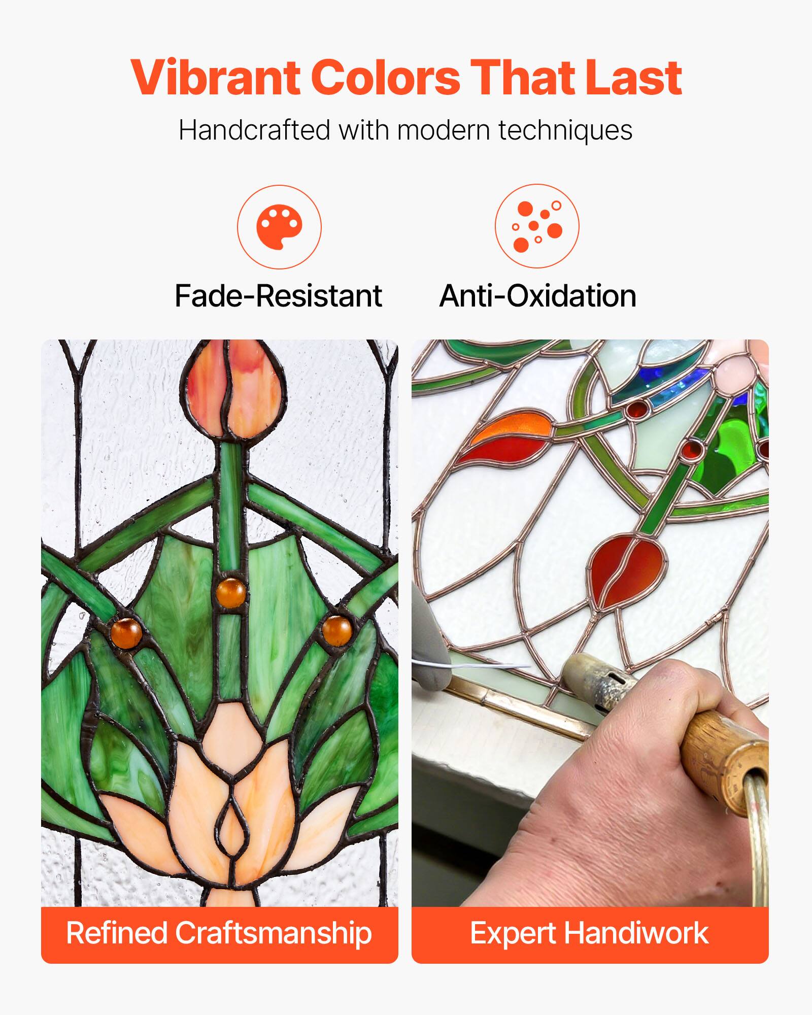 Vibrant Colors That Last  
Handcrafted with modern techniques  
Fade-Resistant  
Anti-Oxidation  
Refined Craftsmanship  
Expert Handiwork