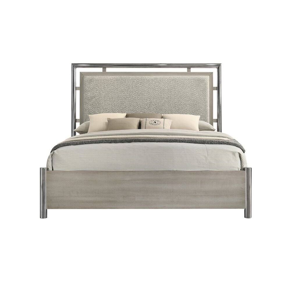 Left. New Classic Furniture - Lennox Wood Size Panel Bed in Gray - Gray.