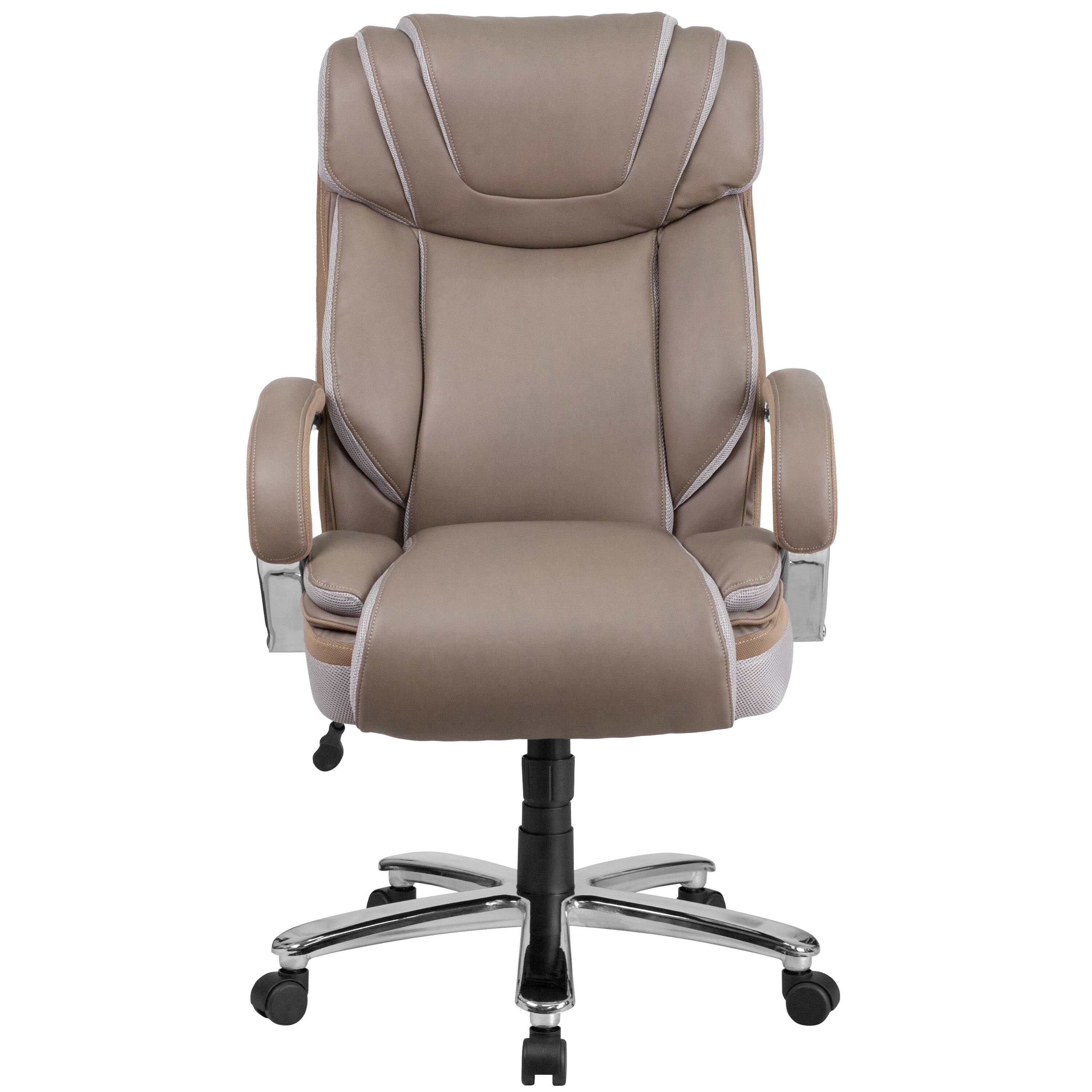 Alt View 7. Emma + Oliver - 500 lb. Big & Tall LeatherSoft Executive Ergonomic Office Chair with Wide Seat - Taupe.
