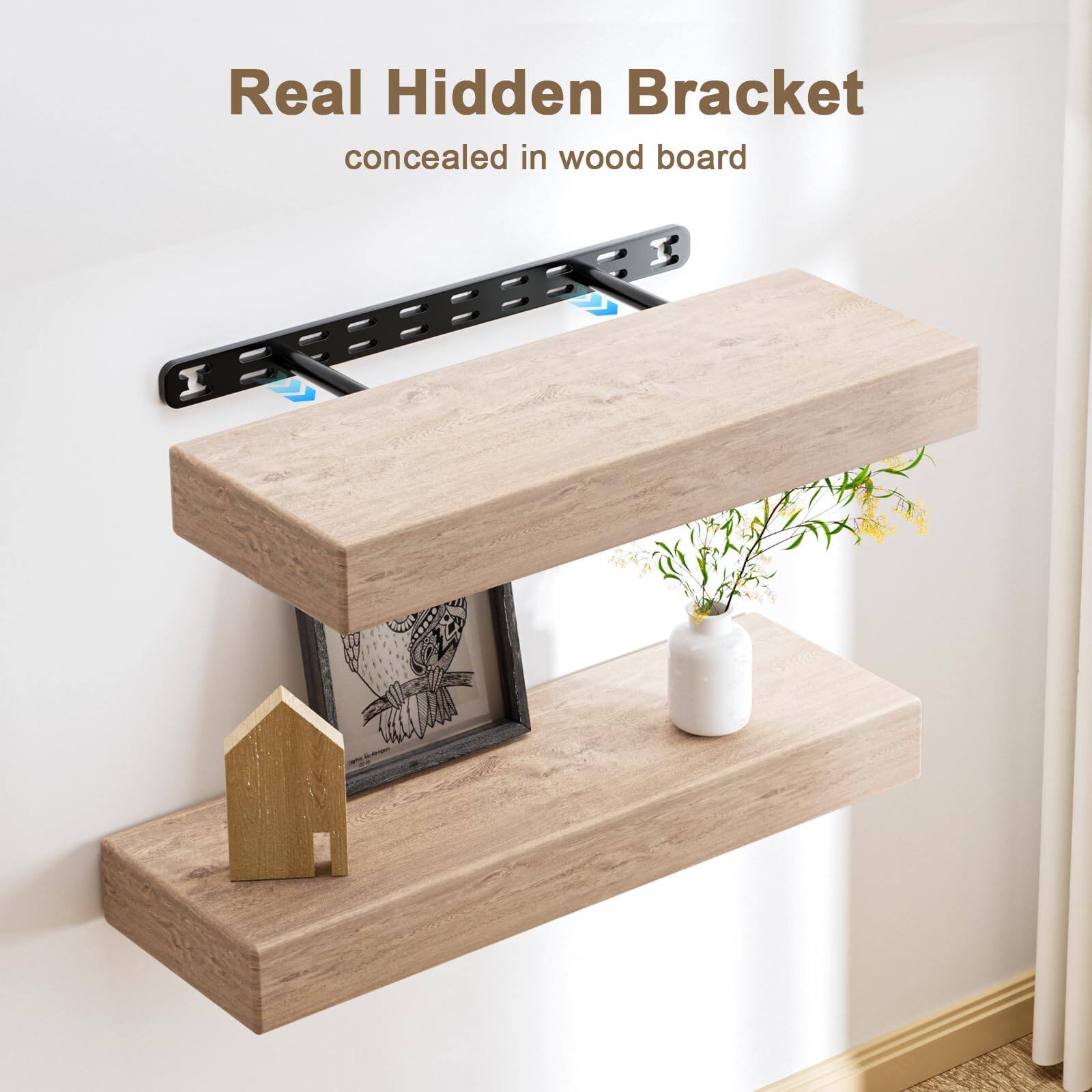 Real Hidden Bracket  
concealed in wood board