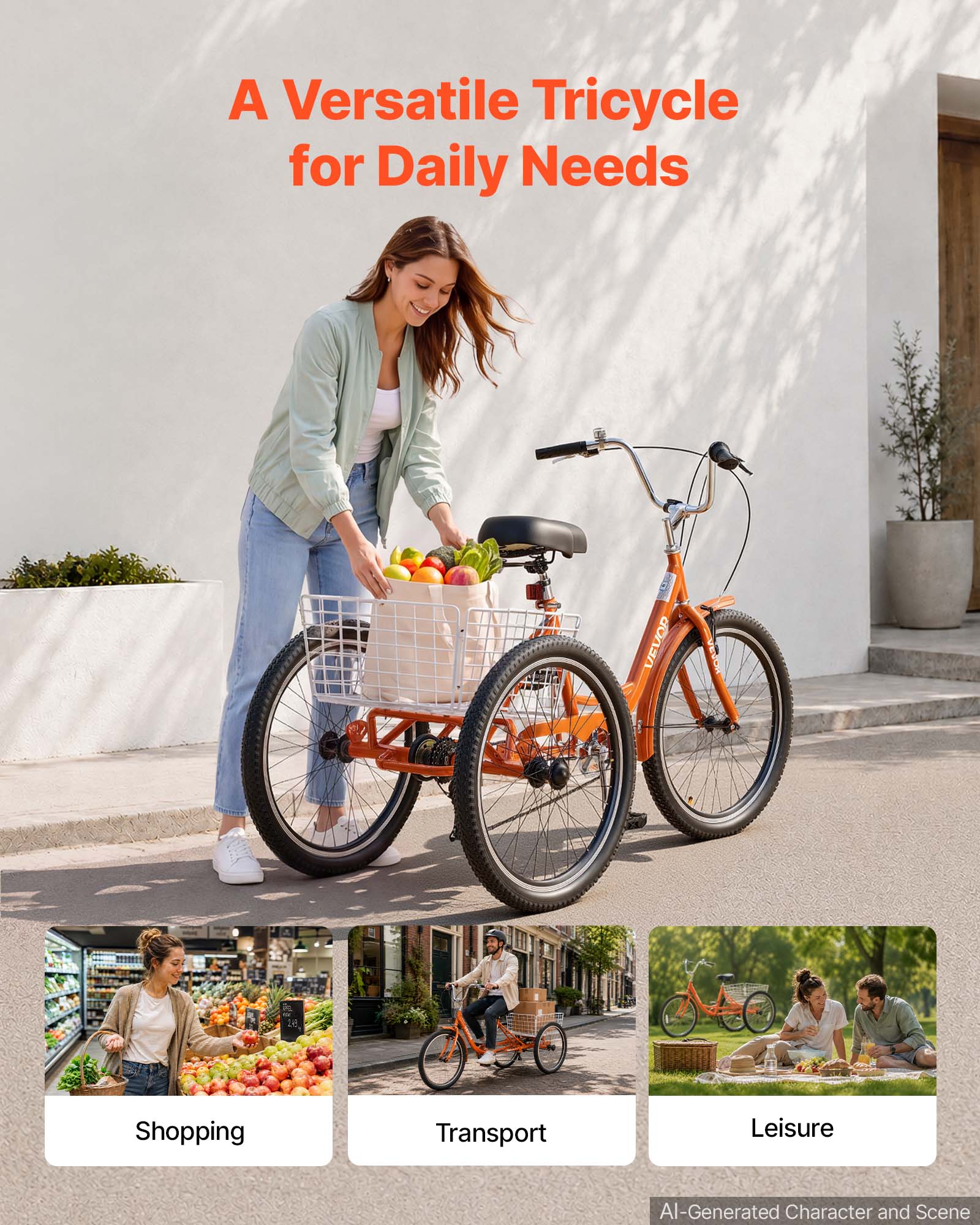 A Versatile Tricycle for Daily Needs

VEVOOP

Shopping Transport Leisure

AI-Generated Character and Scene