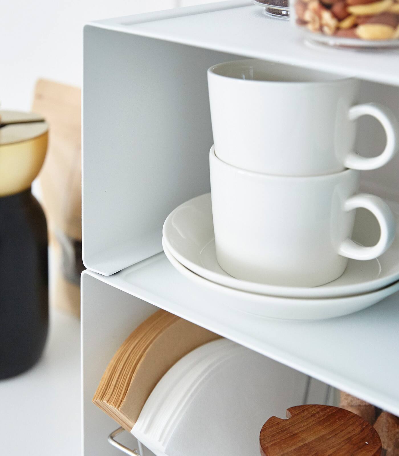 Back. Yamazaki Home - Stackable Countertop Shelf - Two Sizes - Steel.