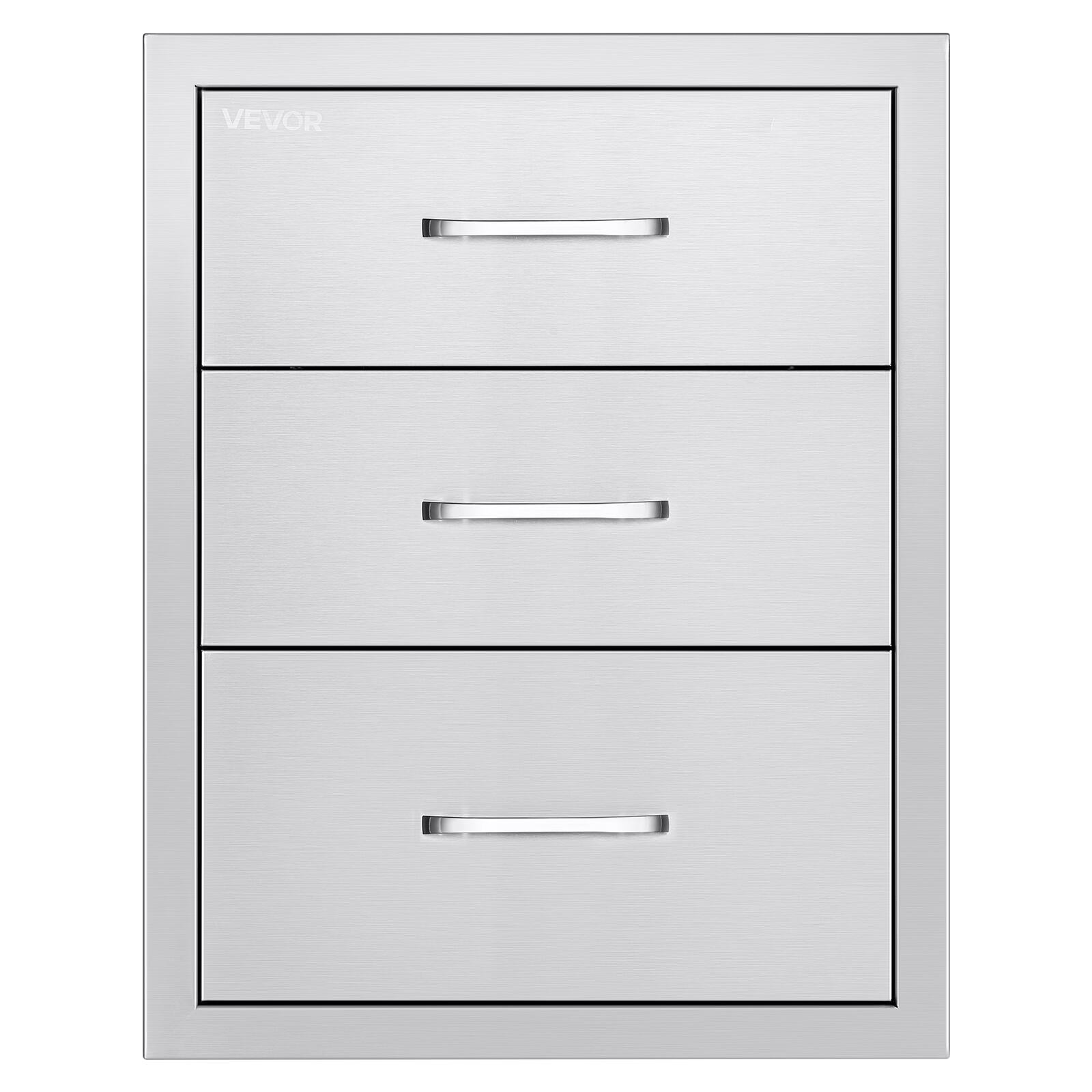 Alt View 5. VEVOR - Outdoor Kitchen Drawers 18.11"W x 23.23"D x 23.23"H, Triple-Access Stainless Steel BBQ Drawers with Handles - Silver.