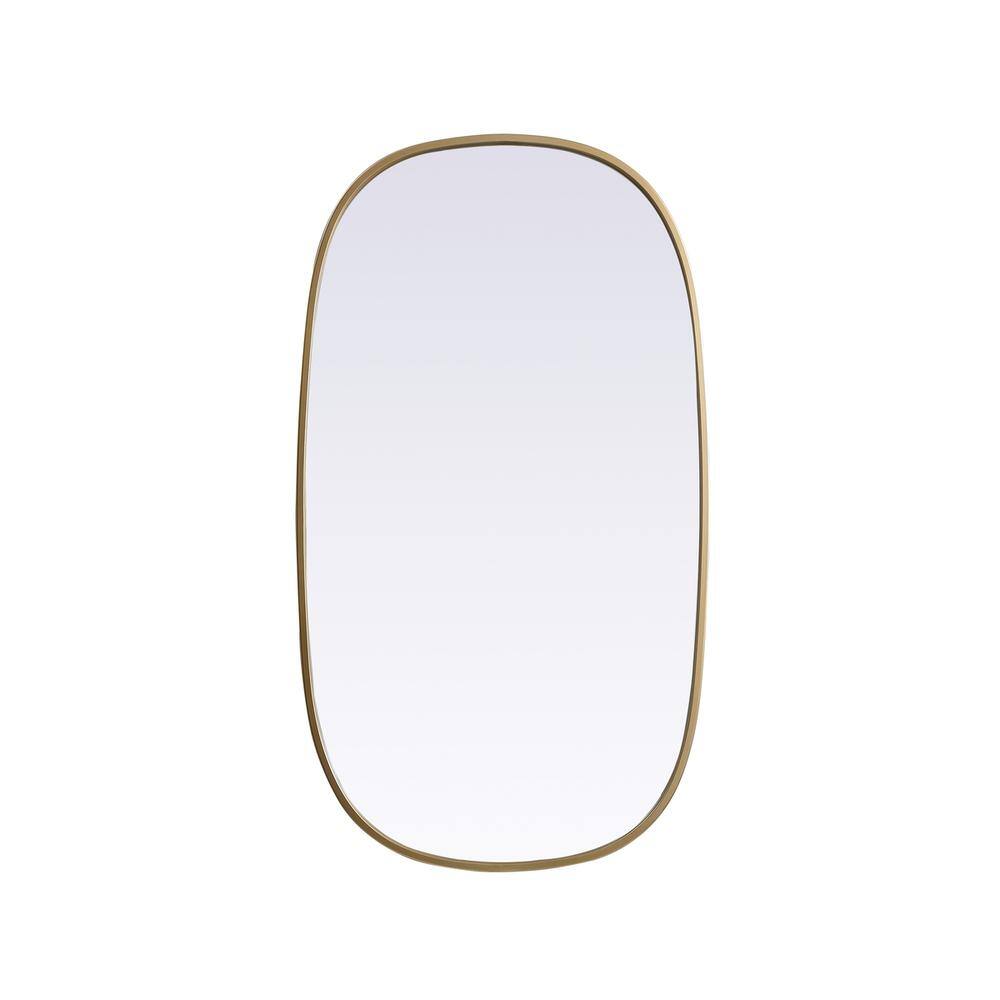 Alt View 2. Elegant Decor - Metal Frame Oval Mirror 20x36 Inch in Brass - Brass.