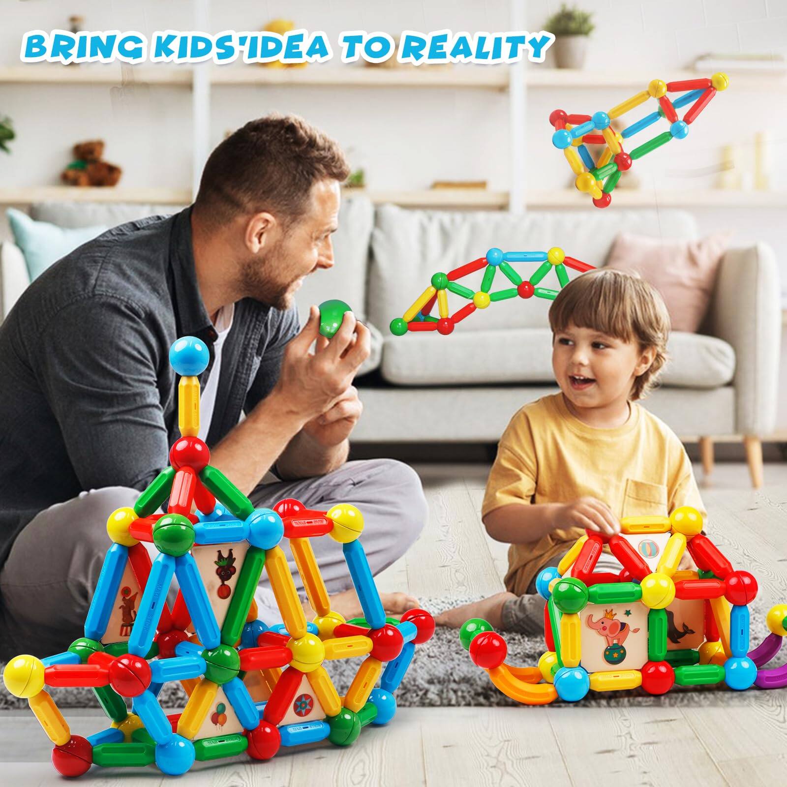 Leash Valley Magnetic Building Sticks Blocks Gift For And Balls Rods ...