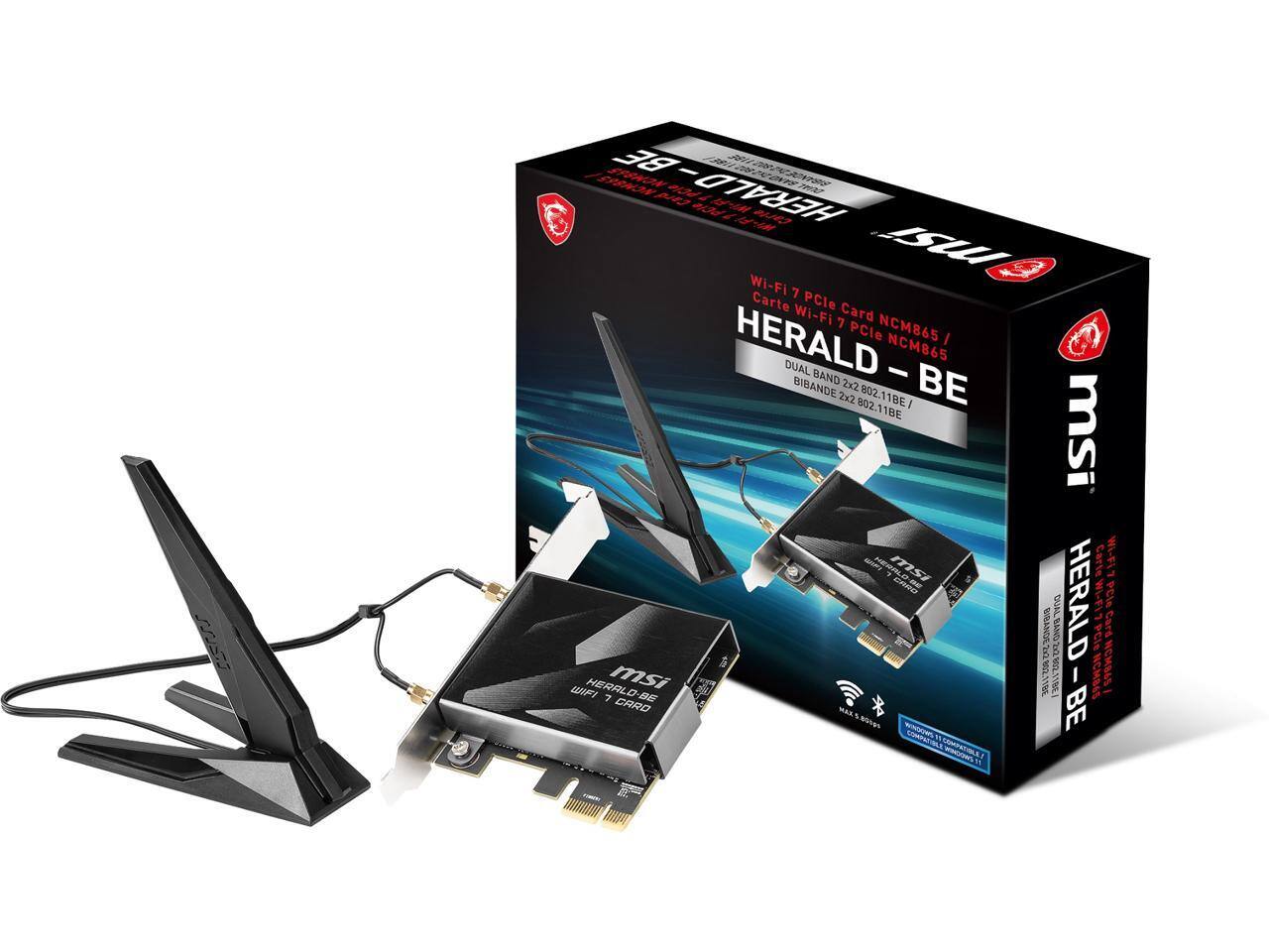 open box MSI Herald-BE NCM865 無線LANカード 未 MSI HERALD BE WIFI 7 MAX, NCM865 Tri Band Wi Fi 7 & Bluetooth 5.4