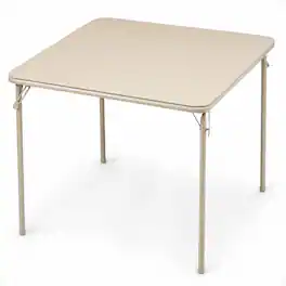 MECO - Sudden Comfort 34 x 34 Inch Square Metal Folding Dining Card Table, Buff - Brown