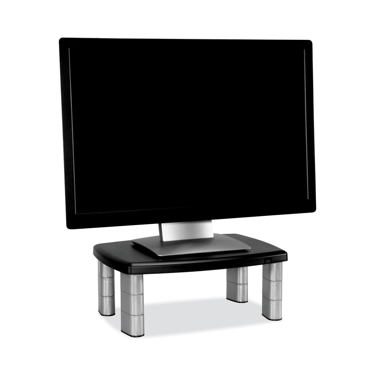 Alt View 1. 3M - 3M MS80B 15 in. x 12 in. x 2.63 in. to 5.78 in. 80-lb. Capacity Adjustable Monitor Stand - Black/Silver - Black/Silver.