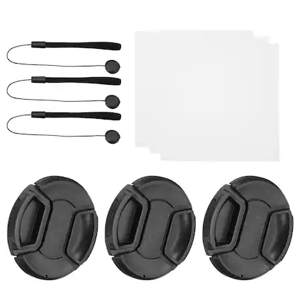 Front. Unique Bargains - 3pcs 58mm Center Pinch Lens Cap for Nikon/Fujifilm/Pentax/Leica - Black.