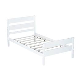 GOODSILO - Twin Size Wooden Bed with Headboard and Footboard - Minimalist Design with Underneath Storage - White