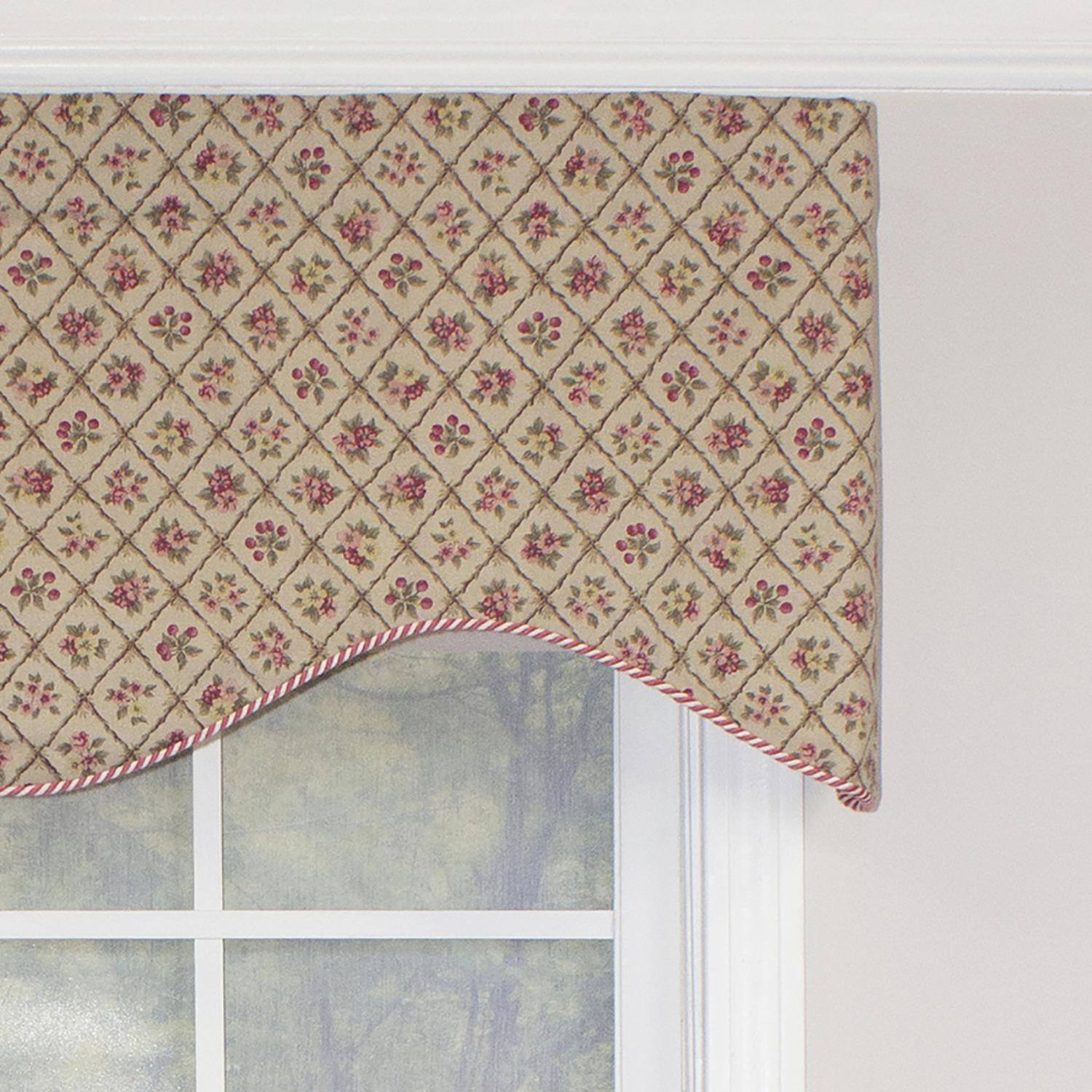 Left. RLF Home - RLF Home Petite Corded Cornice 100% Cotton with Fully Lined 3" Rod Pocket Valnance for Windows 50" x 17" Harvest - Harvest.