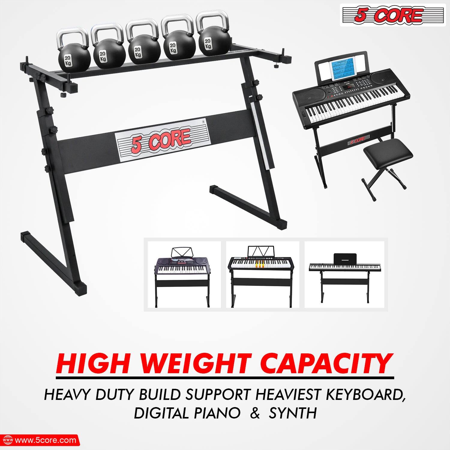 5 CORE 20 Kg 20 Kg 20 Kg 20 Kg 20 Kg 5 CORE BX HIGH WEIGHT CAPACITY HEAVY DUTY BUILD SUPPORT HEAVIEST KEYBOARD, DIGITAL PIANO & SYNTH  www.5core.com