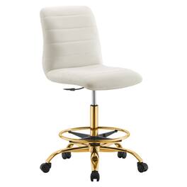 Ripple Armless Performance Velvet Drafting Chair by Modway - White