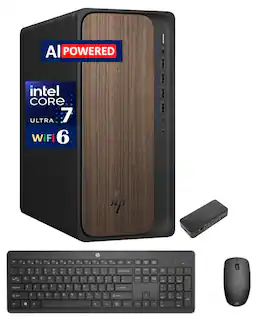 HP - OmniDesk Desktop (Intel Ultra 7-265, 64GB DDR5, 4TB PCIe SSD, Intel Graphics, WiFi 6, Bluetooth 5.2, Win 11 Pro) - Dark Wood