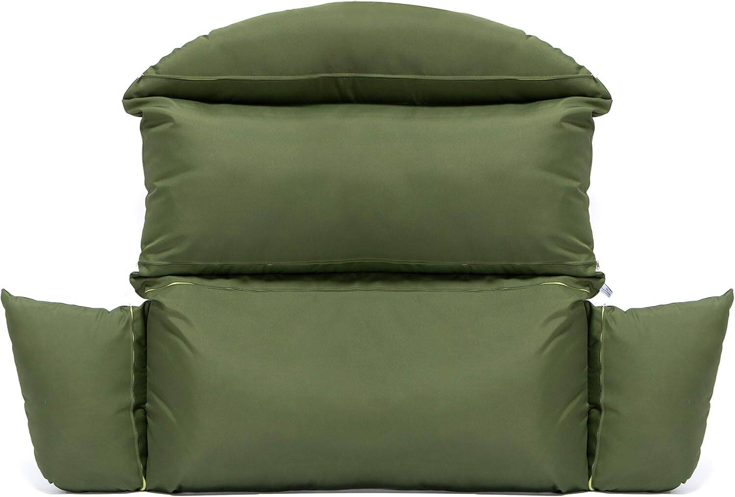 Left. LeisureMod - LeisureMod 2-Person Swing Chair Cushion, Plush Oxford Fabric, Weather-Resistant Hanging Egg Chair Replacement - Dark Green.