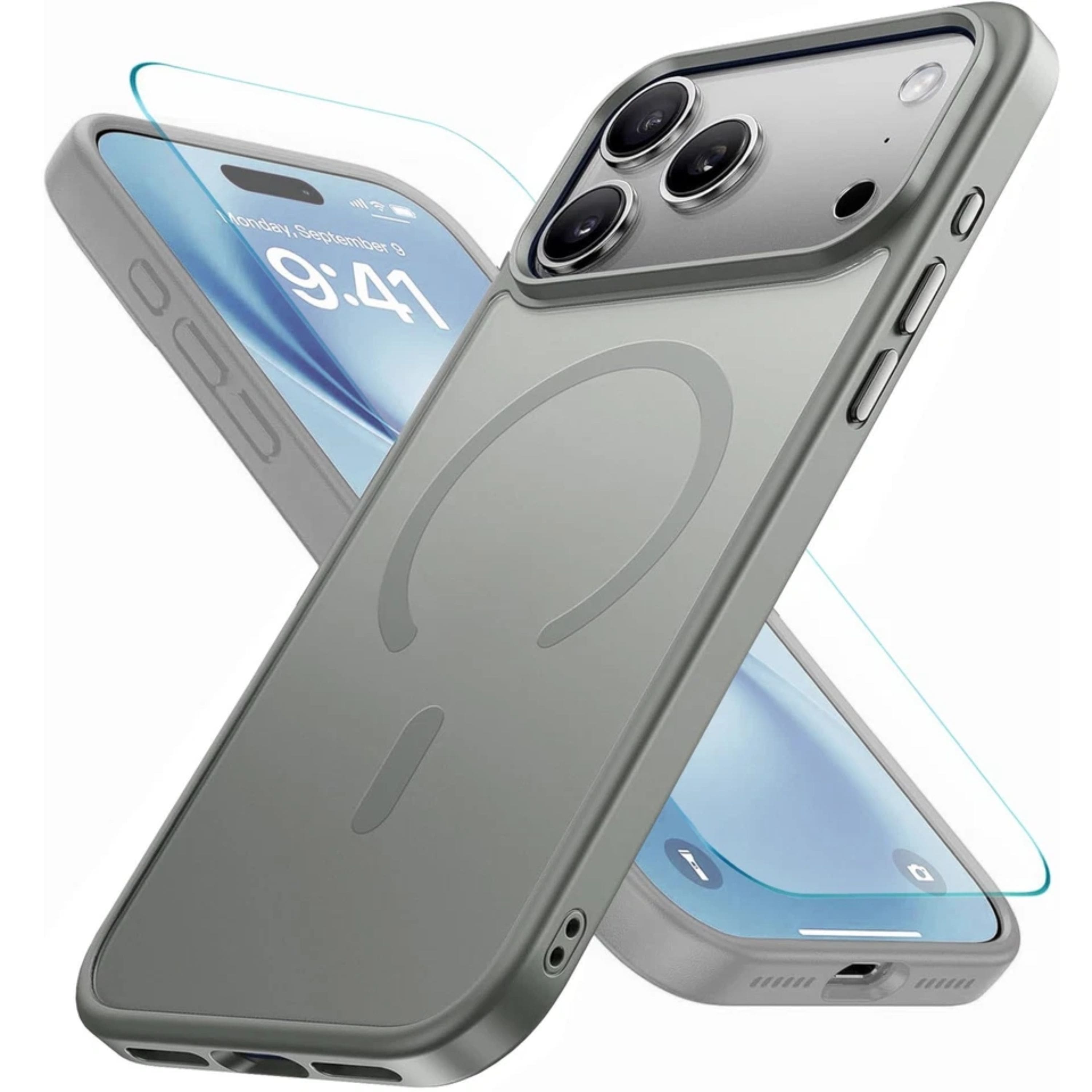 Kitcheniva - Frosted Shockproof Phone Cover Plus Tempered Glass For iPhone Air - Gray