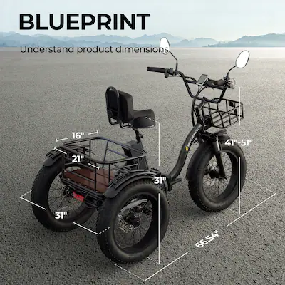 Syedee Electric Tricycle for Adults, 750W(Peak 1350W) Motor, 48V13Ah Battery, 20"x4" Folding Fat Tire 3 Wheel Electric Trike Black ET03-B - Best Buy Syedee Electric Tricycle for Adults, 750W(Peak 1350W) Motor, 48V13Ah Battery, 20"x4" Folding Fat Tire 3 Wheel Electric Trike Black ET03-B - Best Buy